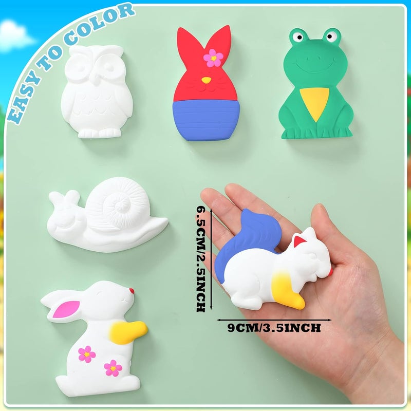 Sinmoe 12 Sets Arts and Crafts Set Painting Kit Unpainted DIY Ceramic Figurines Paint Your Own Figurines with 12 Magnet 2 Brushes and 1 Palette Ceramic Painting Kit for Adults (Animal) - Image 3